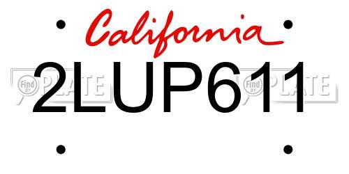 2LUP611 California License Plate