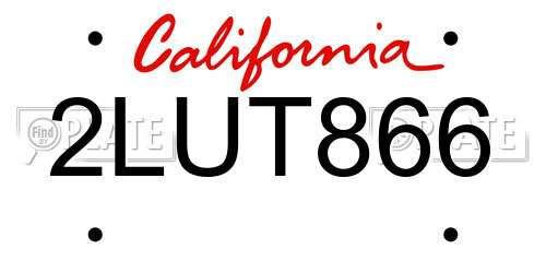 2LUT866 California License Plate