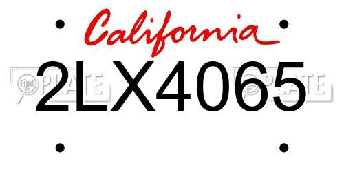 2LX4065 California License Plate