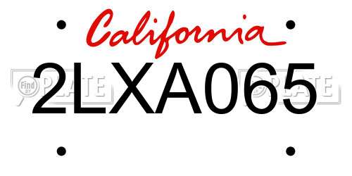 2LXA065 California License Plate