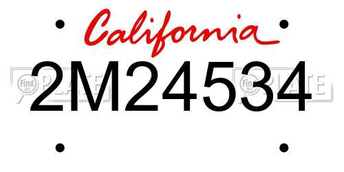 2M24534 California License Plate