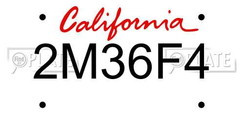 2M36F4 California License Plate