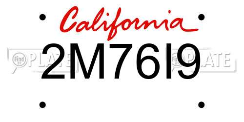 2M76I9 California License Plate