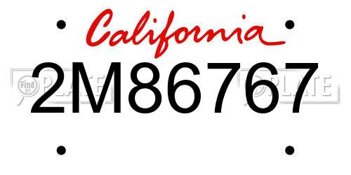 2M86767 California License Plate