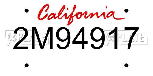 2M94917 California License Plate