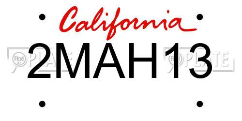 2MAH13 California License Plate
