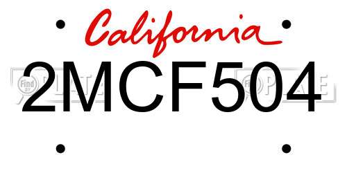 2MCF504 California License Plate