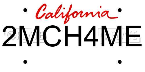 2MCH4ME California License Plate