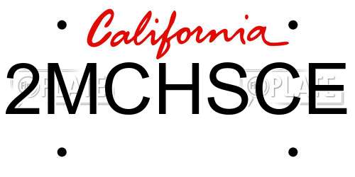 2MCHSCE California License Plate