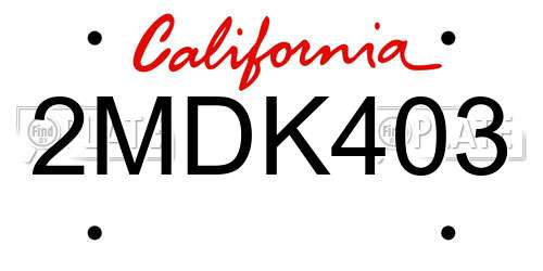2MDK403 California License Plate