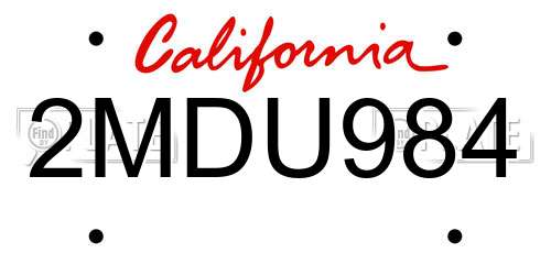 2MDU984 California License Plate