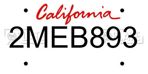 2MEB893 California License Plate