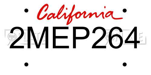 2MEP264 California License Plate