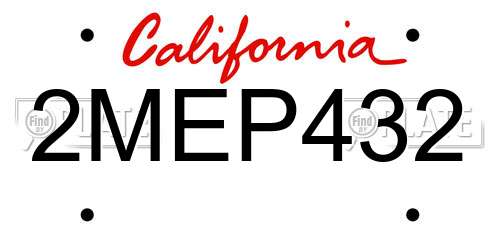 2MEP432 California License Plate