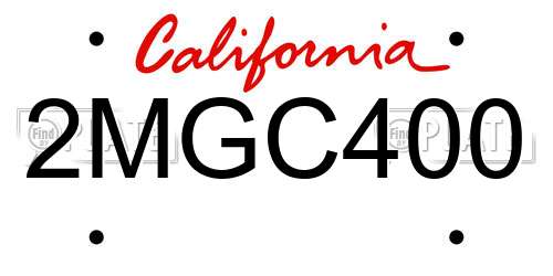 2MGC400 California License Plate
