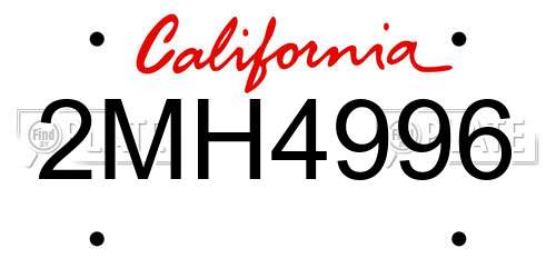 2MH4996 California License Plate