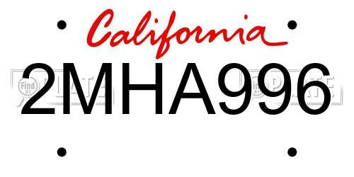2MHA996 California License Plate