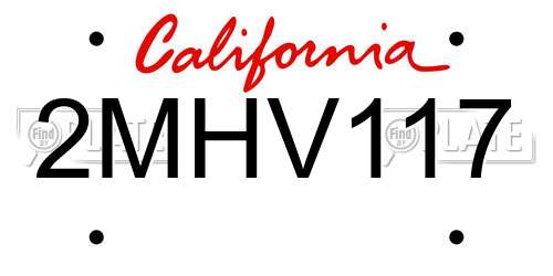 2MHV117 California License Plate