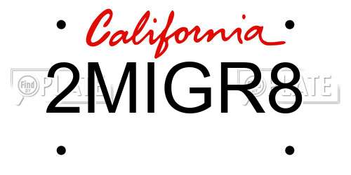 2MIGR8 California License Plate