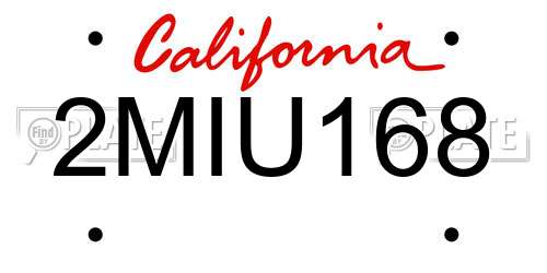 2MIU168 California License Plate