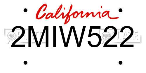 2MIW522 California License Plate