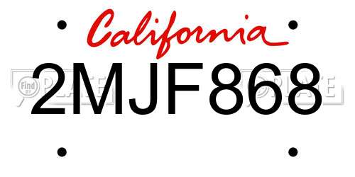 2MJF868 California License Plate
