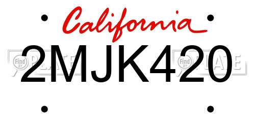 2MJK420 California License Plate