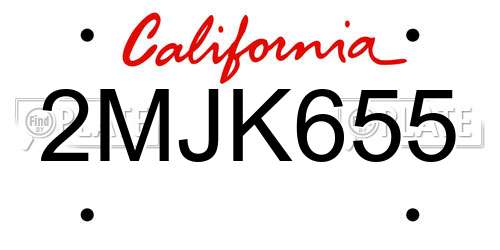 2MJK655 California License Plate