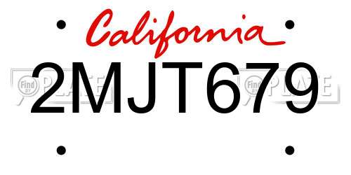 2MJT679 California License Plate