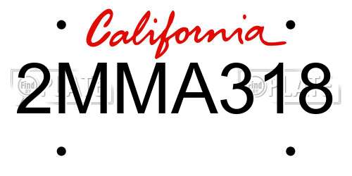 2MMA318 California License Plate