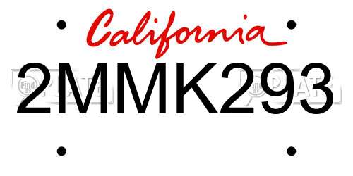 2MMK293 California License Plate