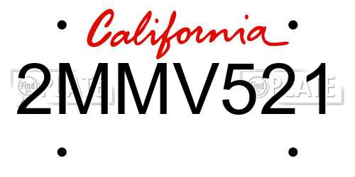 2MMV521 California License Plate
