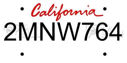 2MNW764 California License Plate