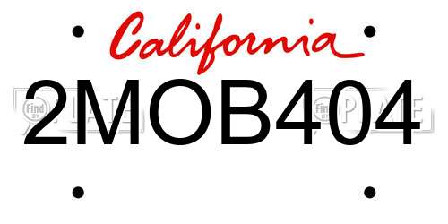 2MOB404 California License Plate
