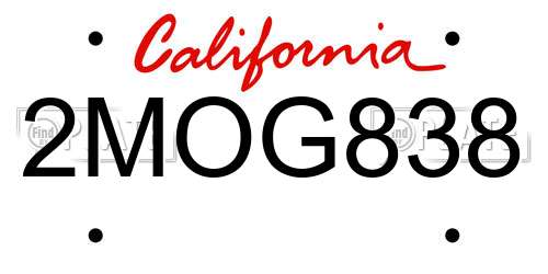 2MOG838 California License Plate