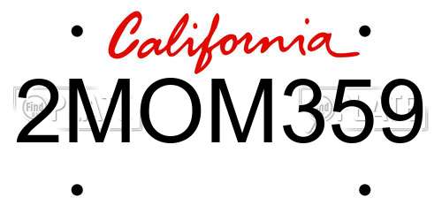 2MOM359 California License Plate