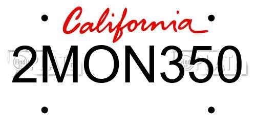 2MON350 California License Plate