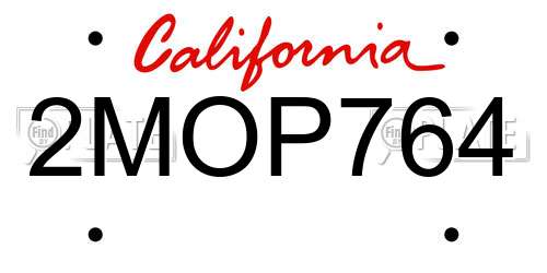 2MOP764 California License Plate