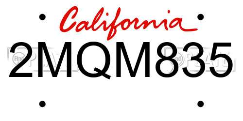 2MQM835 California License Plate