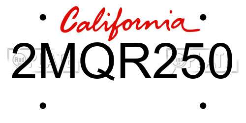 2MQR250 California License Plate