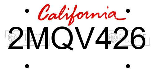 2MQV426 California License Plate