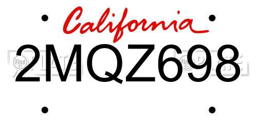 2MQZ698 California License Plate