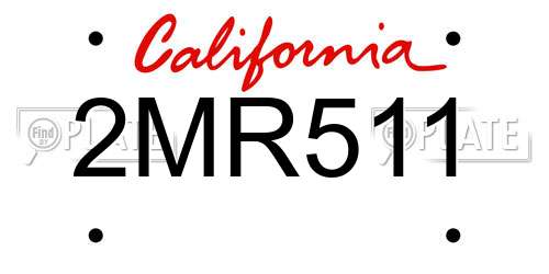 2MR511 California License Plate