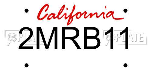 2MRB11 California License Plate