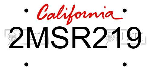 2MSR219 California License Plate