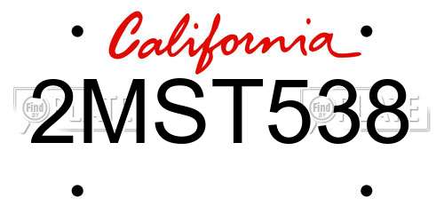 2MST538 California License Plate