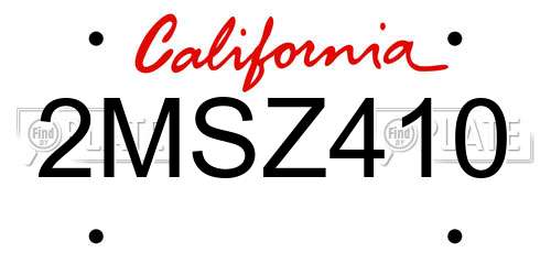2MSZ410 California License Plate