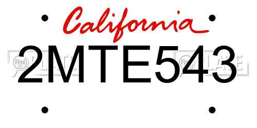 2MTE543 California License Plate