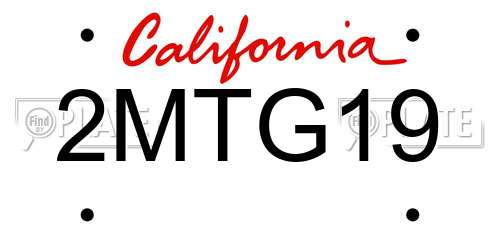 2MTG19 California License Plate