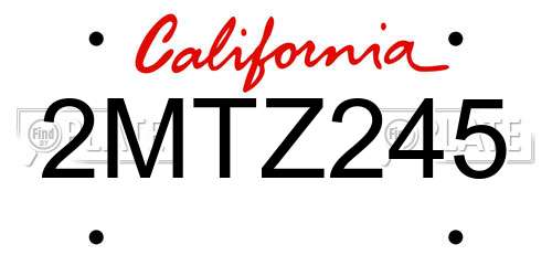 2MTZ245 California License Plate